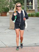 Reese Witherspoon - leggy, leaving the gym in Brentwood (7-3-13)