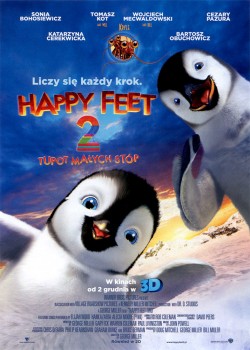 Przód ulotki filmu 'Happy Feet: Tupot Małych Stóp 2'